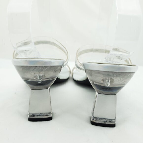 VTG Y2K Clear/Holographic Silver Lucite Slip-On Sandals No Boundaries 8.5 - Picture 4 of 12